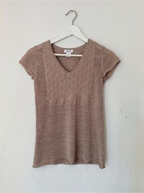 Barneys New York Linen Luxury Knitwear Top in Taupe